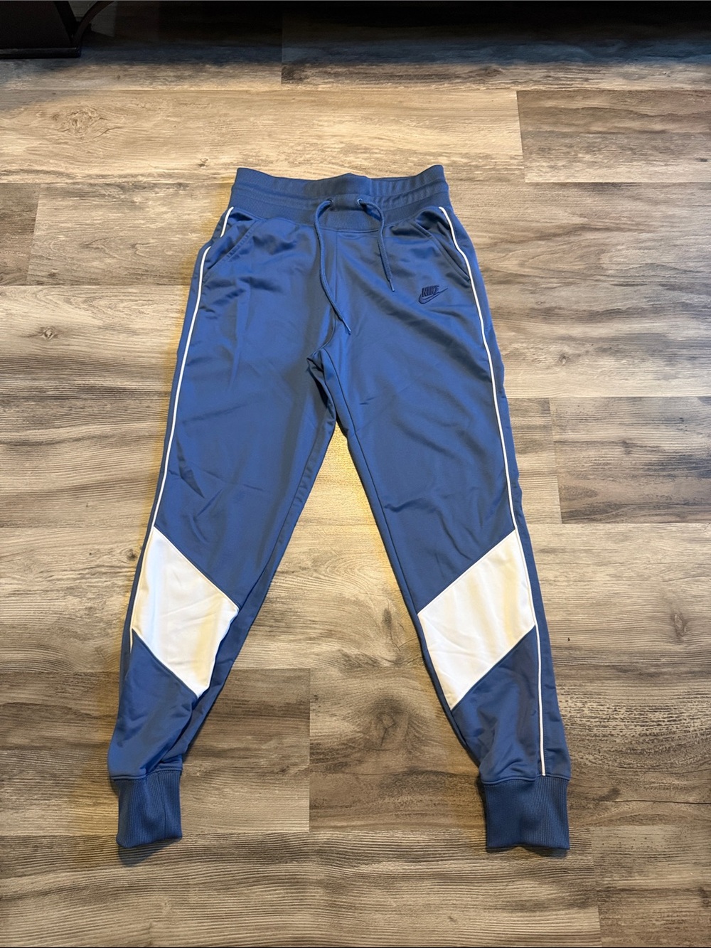 Nike Blue Joggers with White Panel Accents